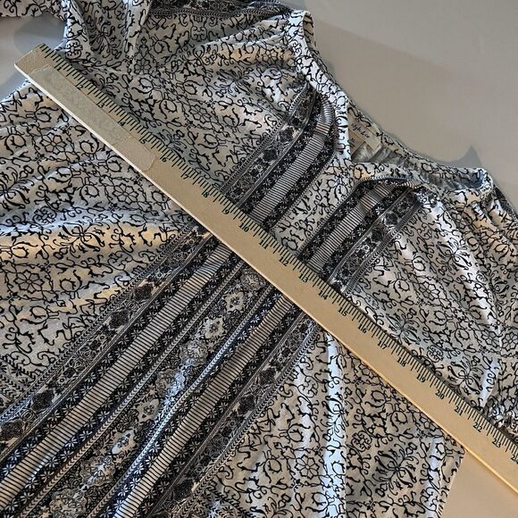 Style & Co Blouse Women's Size XL Floral Long Sleeve Boho Blue & White - Picture 8 of 9